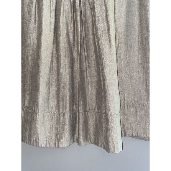 J. JILL Shimmer Pintuck Pleat Skirt A-Line Knee Length Metallic Beige Size 14 - Picture 2 of 16